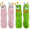 2Pairs Big Eyes Floor Stockings Women Plush Furry Plush Sock Kawaii Funny Tube Socks  Gifts