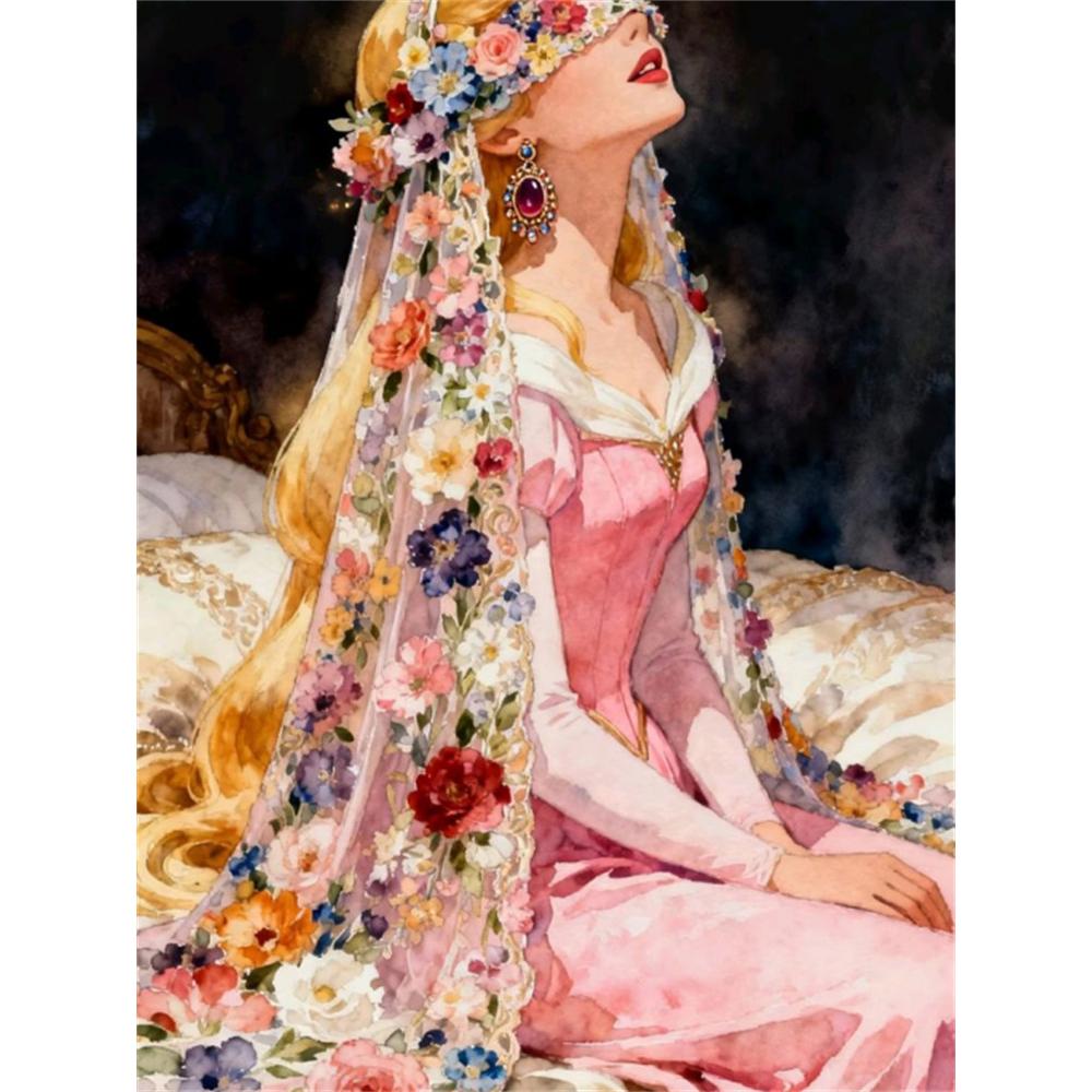

Disney 5D DIY Diamond Painting Sleeping Beauty Aurora Watercolor Illustration Embroidery Mosaic Cross Stitch Home Decor Gifts Crafts Round 20x30cm