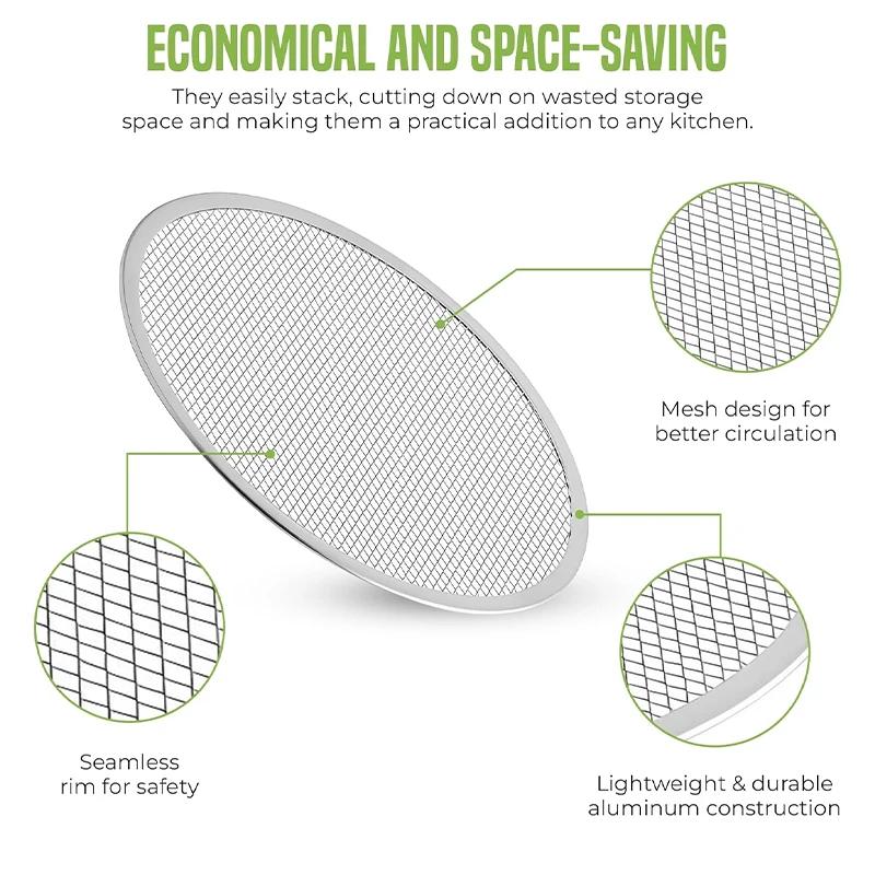 Aluminum Pizza Pan 6/8/10/12/14inch Pizza Baking Screen Mesh Pizza Tray with Hole for Oven Bakeware Outdoor Barbecue Mat