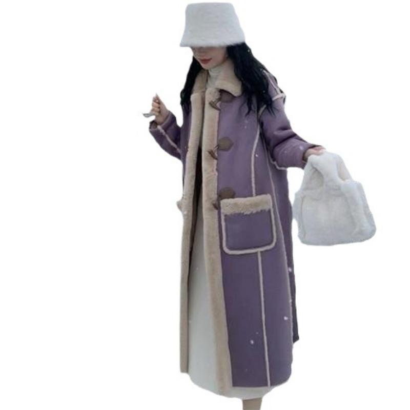 Imitation Lamb Wool Suede Jacket Women's Winter Long Velvet Thickened Fur Integrated Coat Thickened Women's Clothing