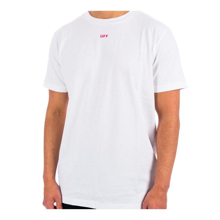 Off-White Stencil Short-Sleeve Slim Tee White/Red Men Tops OMAA027E20JER0060125
