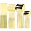 24 Pcs Black Tableware Stainless Steel Cutlery Set Forks Knives Spoons Kitchen Dinner Set Fork Spoon Knife Gold Dinnerware Set
