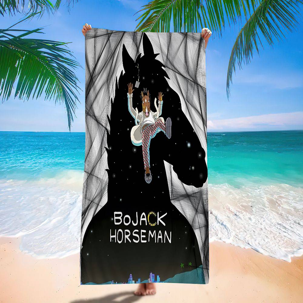 Grappige BoJack H-Horsemans Bath Towel Microfiber Soft Water Absorbing Breathable For Girl Kids Decorative Cartoon Beach Towel