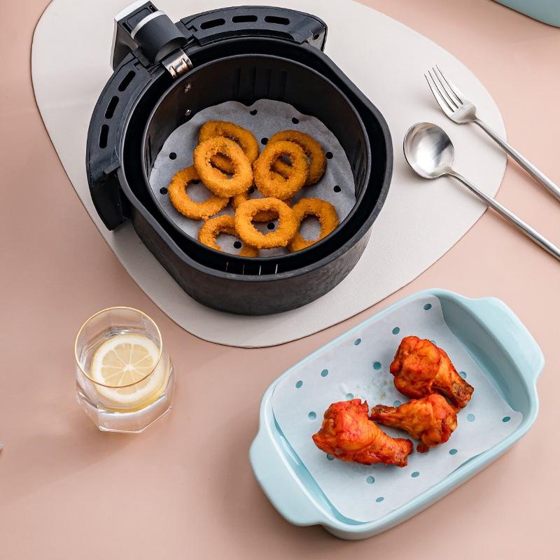100Pcs Bamboo Steamer Papers Non-Stick Steamer Mat Oil Paper Air Fryer Paper Waterproof Reusable Steamer Liners Baking Utensils