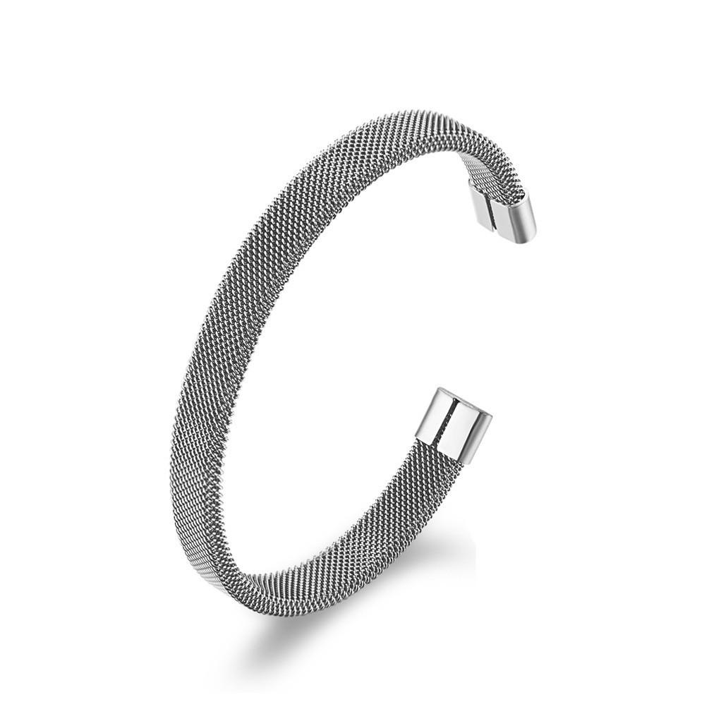 Simple and Stylish Titanium Steel Mesh C Shaped Bracelet Elastic Stainless Steel Trendy Bracelet