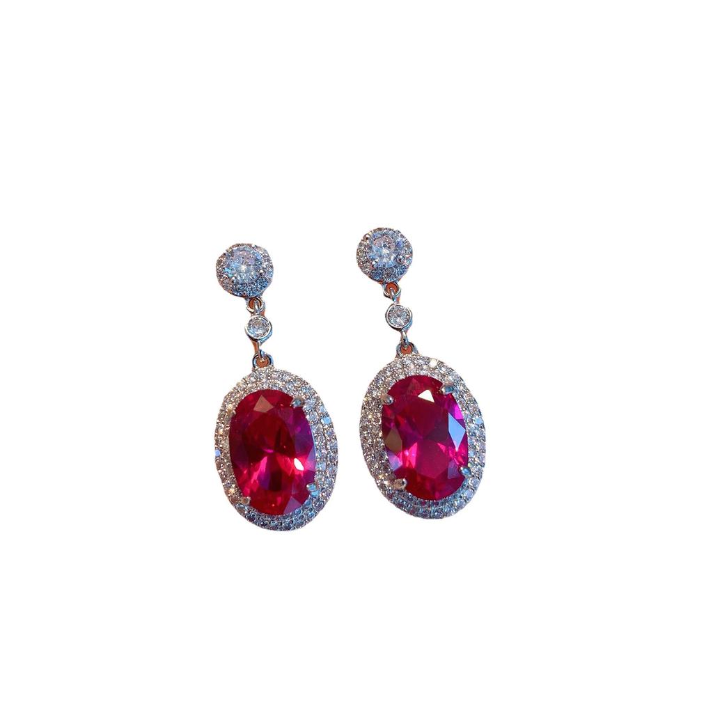 Jewelry Direct Sales Color Treasure Popular Simulation Red Glass Retro Earrings Set