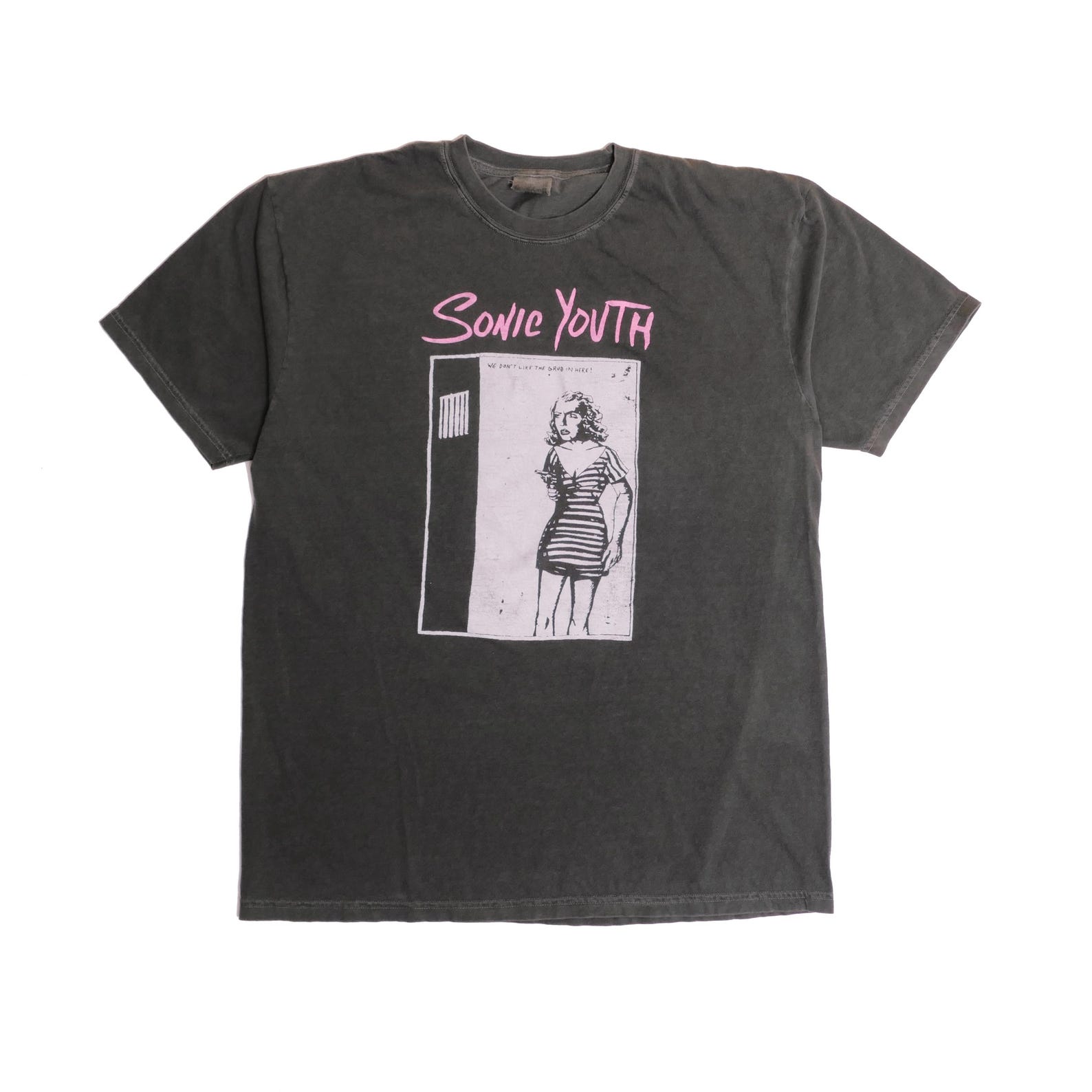 Sonic Youth Jail Band Tee Raymond Pettibon Art Breeders Alternative Punk American Rock Roll Grunge Sub Pop Faded Heavyweight Tour Shirt XL 3XL