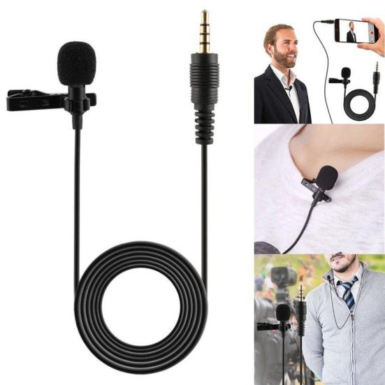 3.5mm Clip-on Lapel Free Wired Condenser Microphone Hands Mini Lavalier Mic