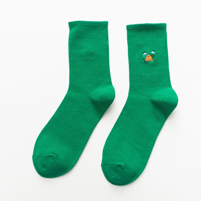 Popular Embroidery Cute Sun Cloud Moon Pattern Candy Color Socks Custom Women Girls Slouch Socks