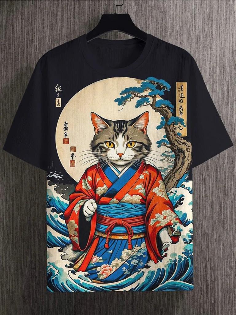 Japanese Ukiyo-E 3D Printed Men's T Shirts Short Sleeved Tee Tops O-Neck Shirts Party Summer Casual Men's Clothing Apparel