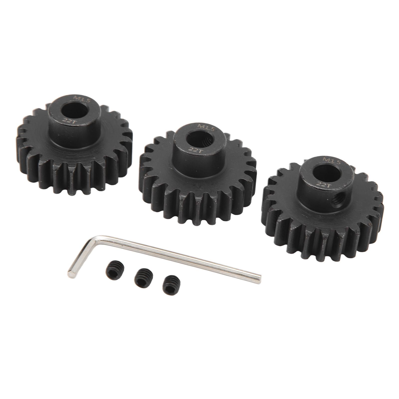 

3pcs Steel M1.5 Pinion Gear Set 8mm Motor Pinion Gear with M5 Set Screw for 15 18 110 RC Car 22T