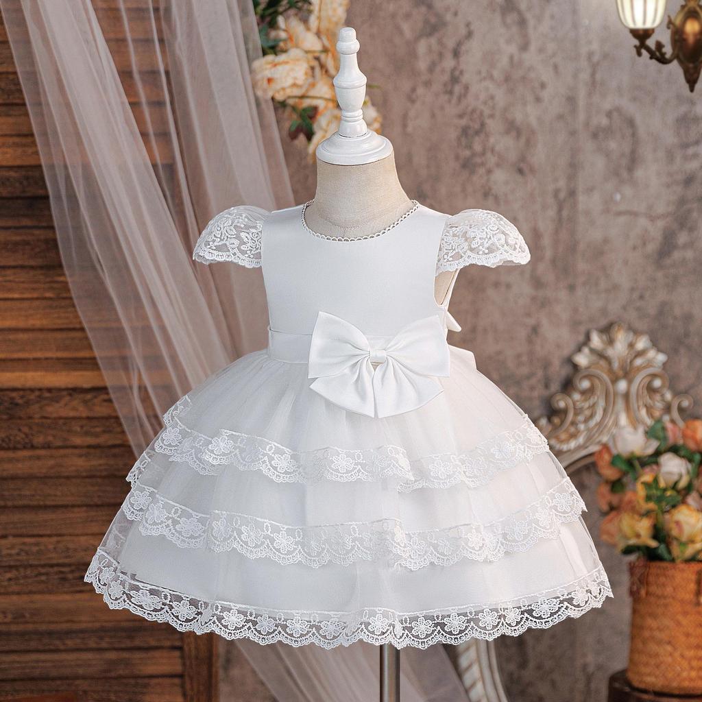 European & American Flower Girl Mesh Cake Skirt Dress - Princess Birthday & Wedding Banquet Dress for Baby Girls