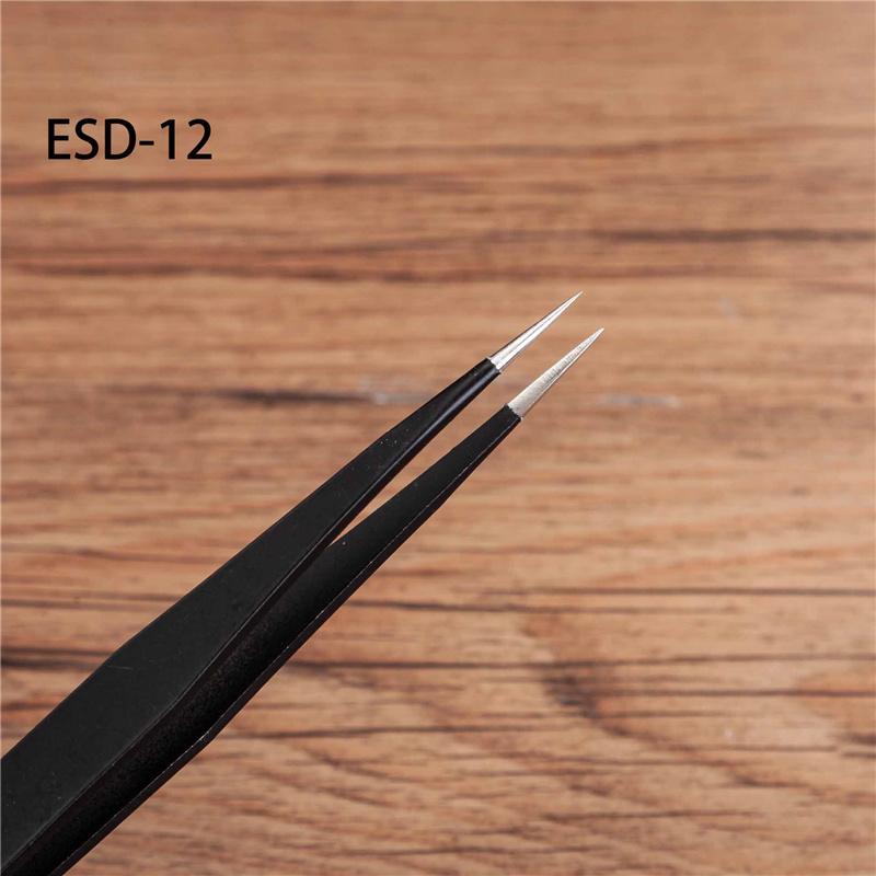 2pcs/lot Anti-static Precision Tweezers Set Stainless Steel ESD Tweezer Electronics Repair Tools Eyelash Nail Art Bird's Nest Tweezers