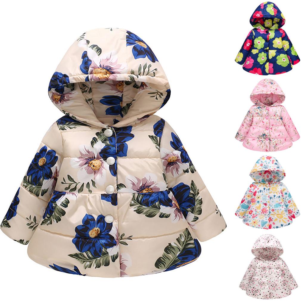 Buy Children's Padded Jacket Winter Baby Girls Hooded Fashion Printed