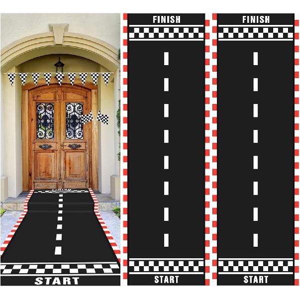 10 Feet Long Racetrack Floor Running Racer Party Decoration Mat Fold Race Tracks Decor Running Mat Drag Car Racer Party Supplies For Road Racing Car