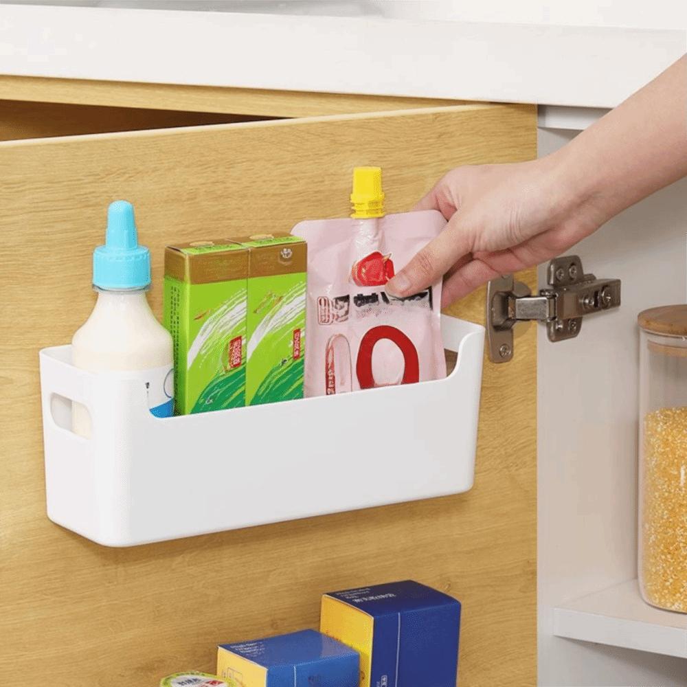 Adhesive Wall Mounted Storage Box Plastic Kitchen Organizer Storage Rack  Cling Film