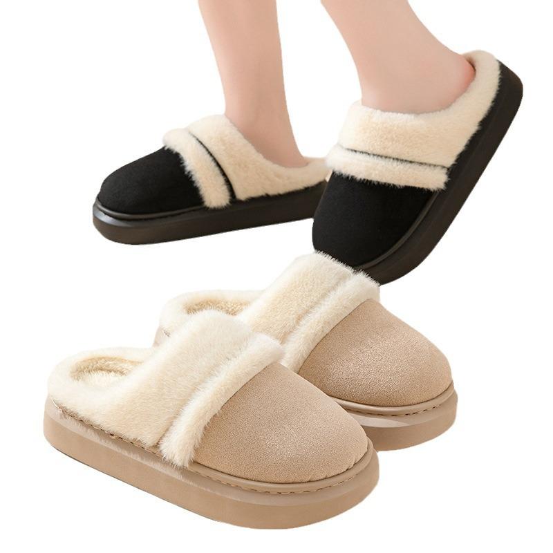 Cotton slippers women's winter indoor home and outdoor wear thick bottom non-slip warm plush 2025 new cotton mop