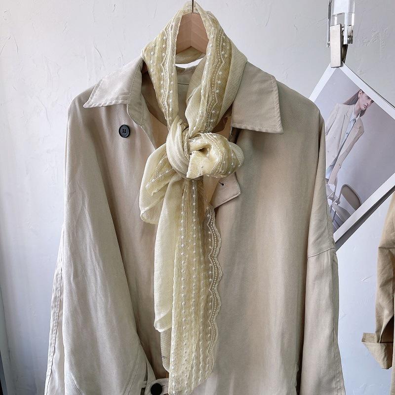 Linien Farbige Spitze Baumwolle Leinen Dünner Schal für Frauen Im Winter Schal Frühling und Herbst Modischer Schal Seidenschal Einfarbig Gaze Schal