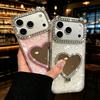 Luxury Rhinestone Heart Mirror Stand for iPhone 17 Pro Max/16 Pro/13 Case