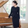 Women's New Chinese Style Dark Blue Professional Suit Set