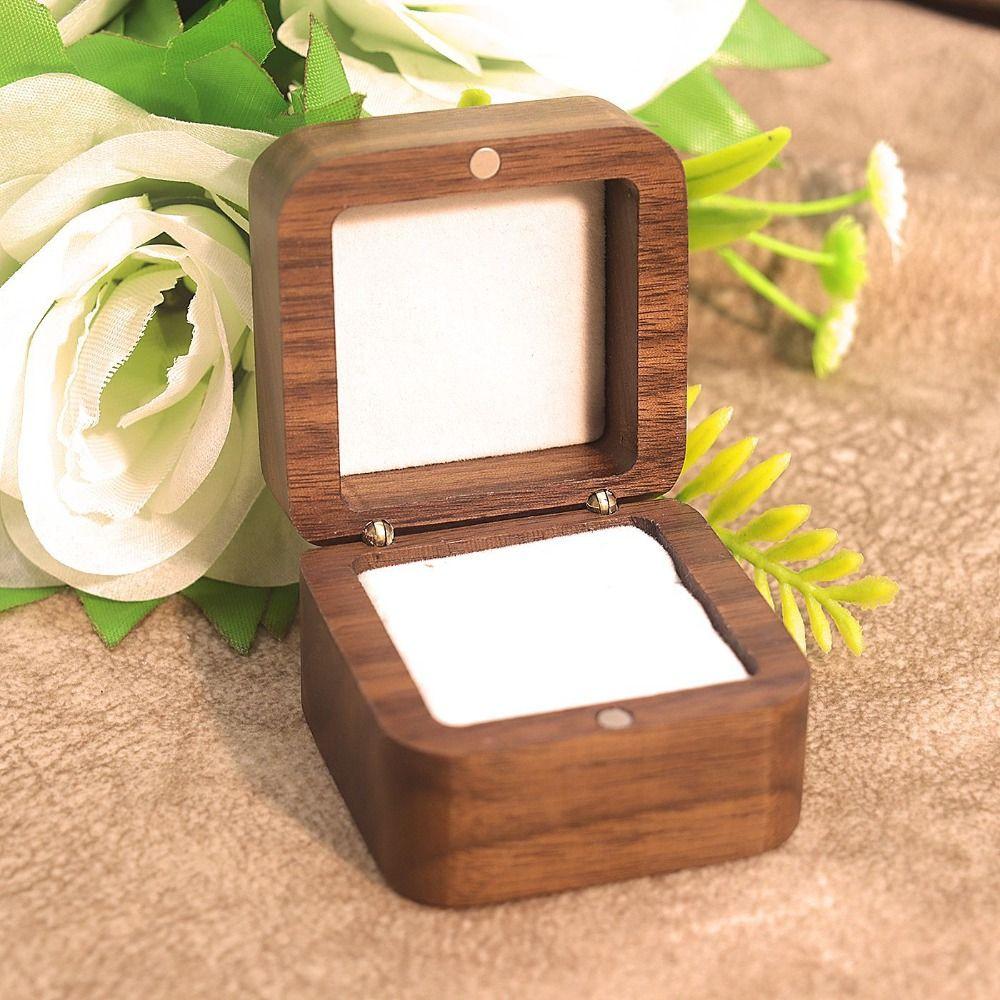 Square Rings Bearer Box 1/2 Slots Jewelry Organizer Simple Rings Display Case  Couple