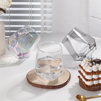 Hexagonal Diamond Colorful Glass Cup for Beverages