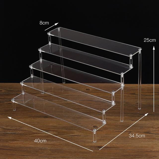 1-5 Tier Clear Acrylic Display Stand,Display Riser Shelf for Cupcake,Perfume Decoration and Organizer Amiibo Funko POP Figures