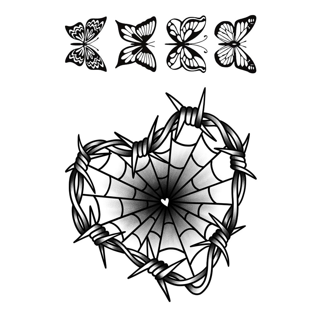 Simple Personality Spice Girl Three-Dimensional Butterfly Flower Wicker Collarbone Arm Tattoo Sticker
