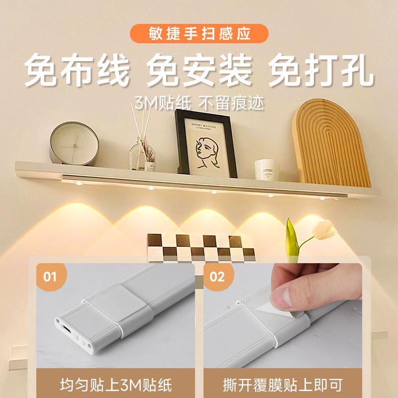 Ultra-Thin LED Cat's Eye Motion Sensor Lamp - Rechargeable & Self-Adhesive for Wardrobe or Wine Cabinet