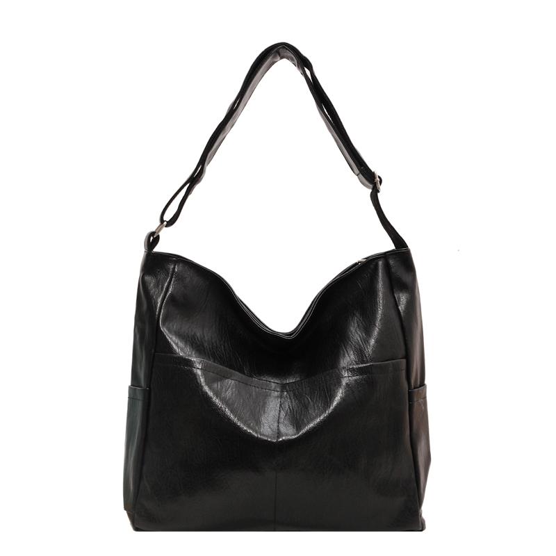 

Черная сумка через плечо из искусственной кожи большой емкости Большая сумка-тоут чёрный