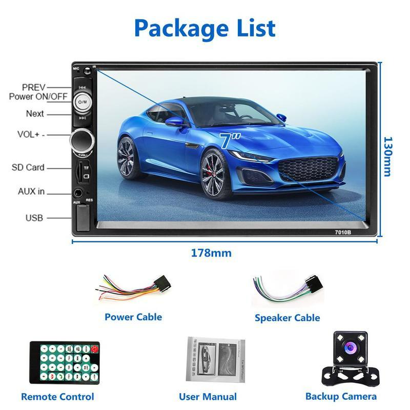 

2 Din 7 Автомобильное радио Авторадио Автомобильный MP5-плеер Зеркальная связь Сенсорный экран заднего вида SWC Bluetooth FM AUX-in U-диск TF-карта Зарядка телефона через USB чёрный