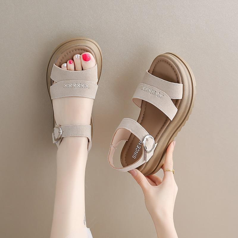 Fashion Women's Sandals Summer New Fashion Retro Thick-soled Platform Sandals Women's Luxury Open Toe Casual Beach Flat Women's Shoes