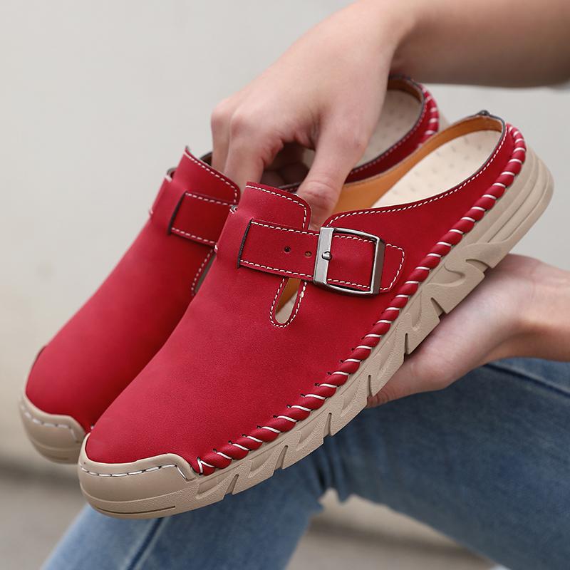 Outdoor Leisure Le Fu Shoes Men s Baotou Slippers Baotou Anti-skid Flat Shoes Home Indoor Slippers Slippers 37