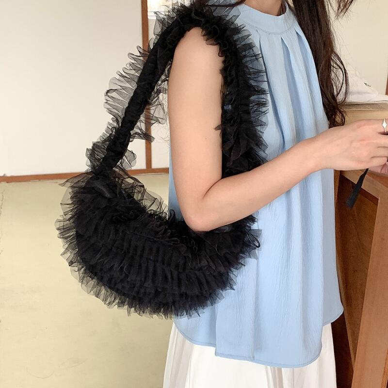 

Модные женские сумки через плечо с плиссированной кромкой в виде листьев лотоса для отдыха, универсальная сумка в корейском стиле, нишевый дизайн, трендовая сумка через плечо для поездок на работу