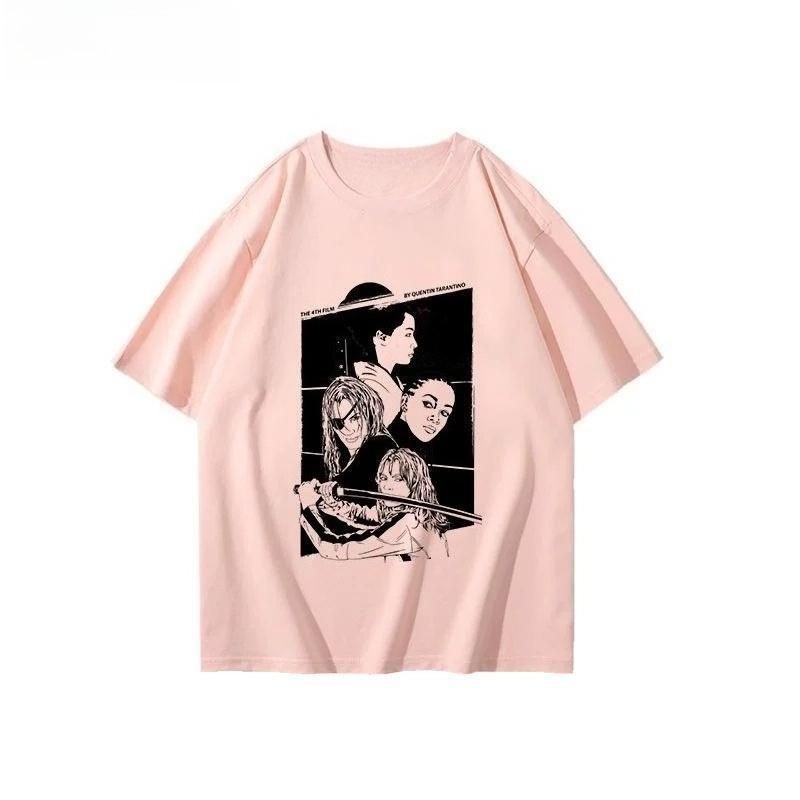 2025 Herbst und Winter Schwerer Horror-Stil High Street Filmdruck T-Shirt Herren Damen Reine Baumwolle Vielseitiges T-Shirt