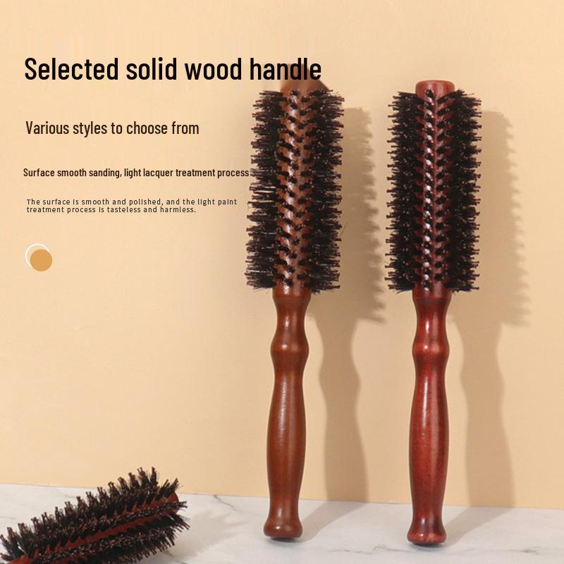 Boar Bristle Round Wood Curling Brush for Hair Styling