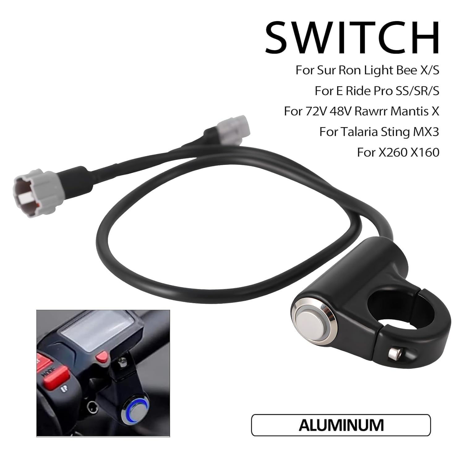 

Headlight Switch On/Off for Sur Ron Surron Light Bee X E-Ride Pro SS SR S 72V 48V Rawrr Mantis X Talaria Sting MX3 X260 X160 Mini Electric Dirt Bike