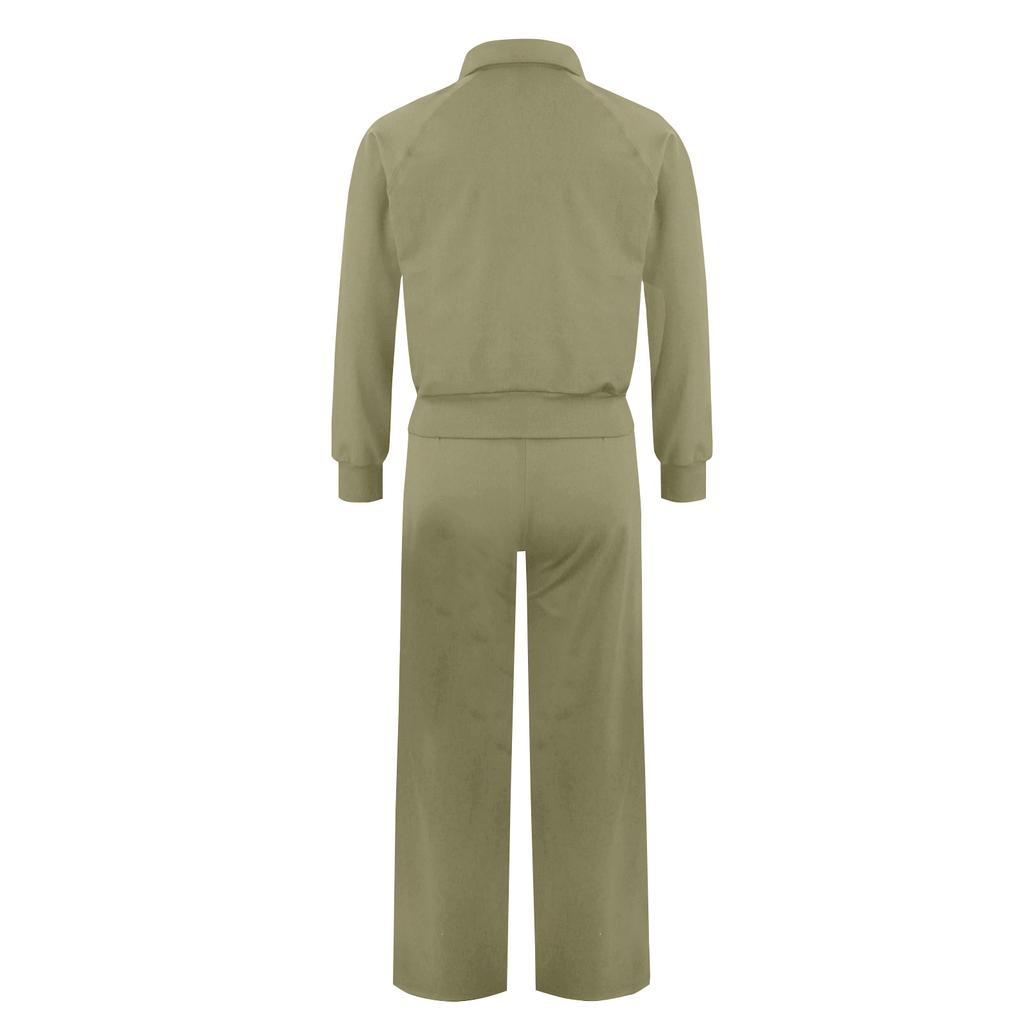 Damen-Sportbekleidungsanzug, Herbst, übergroßes Sweatshirt mit halbem Reißverschluss, Jogginghose mit weitem Bein, Freizeitanzug, Sportbekleidung