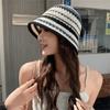 Temperament Knitted Bucket Hat Colorful Sun Protection Cap Visor Cap Fisherman Hat  Women
