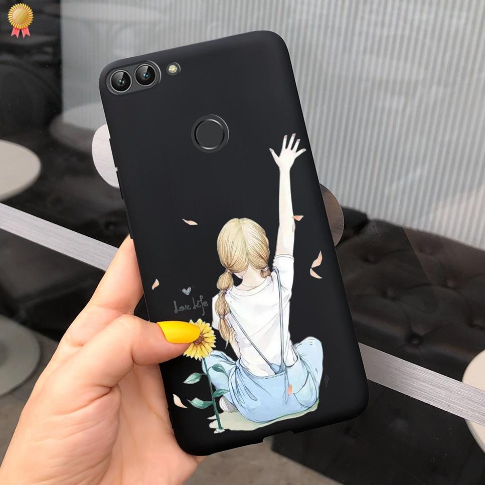 Für Huawei P Smart Hülle Niedliche Blume Schwarz Weiches TPU Silikon Bumper Hülle Für Huawei PSmart P Smart 2017 FIG-LX1 Handyhülle Funda