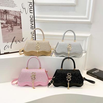 225 Spring and Summer New Light Luxury Sequins Fashion Simple Texture Casual Design Shoulder Portable Messenger Small Square Bag