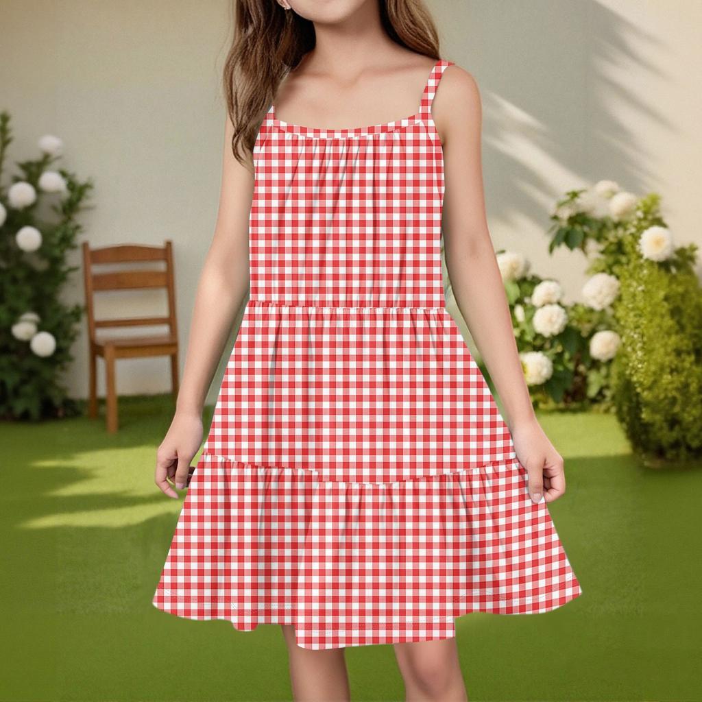 Kinder Sommer Freizeitmode Rundhals Ärmelloses Kleid