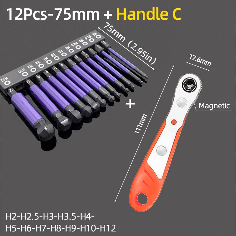 Ball End Hex Screwdriver Bits Set 1/4” Inch Screw Driver Drill Bit Shank Magnetic S2 Steel 65/100mm Ratchet Wrench Hand Tools
