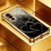 Goldene herzförmige Glas-Handyhülle geeignet für Samsung Galaxy S26 S25 S24 S23 S22 S20 FE/Ultra/Plus stoßfeste Rückabdeckung