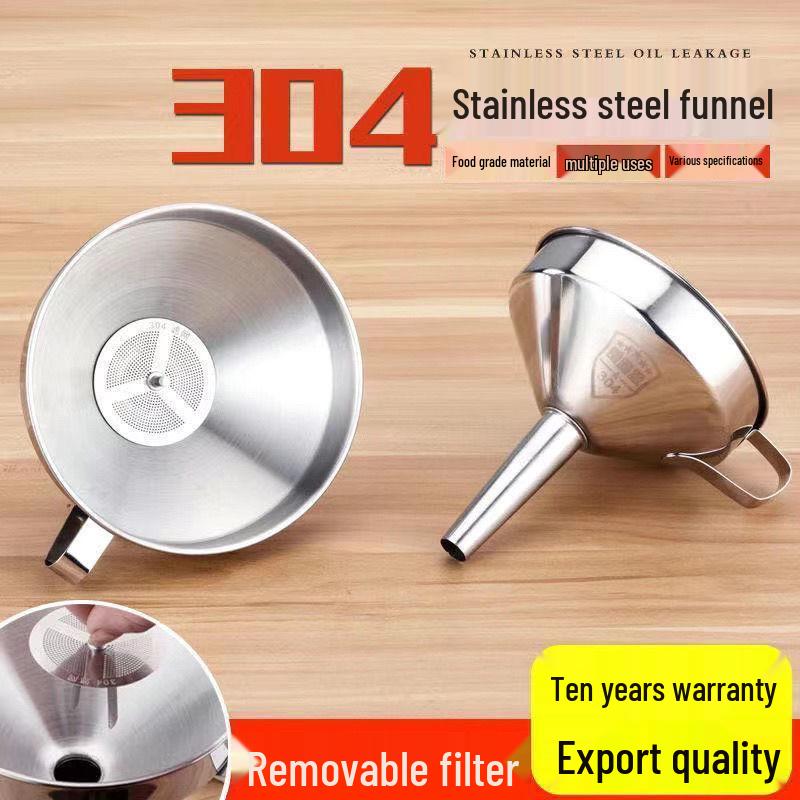 

Thickened Stainless Steel Funnel - Large & Small Diameter with Filter Mesh for Kitchen Use Small 5.1CM Plastic, No Filter