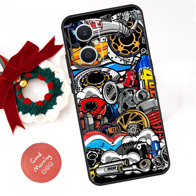 Automobile Spare Parts Car Engine Funda For OPPO Reno 14 F 13F 12F 11F 10 11 12 13 Pro 7 8 Lite OPPO Find X5 X6 X8 X9 Pro Case