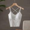 Letný tielko s vypchávkami na prsia z ľadového hodvábu, crop topy s halter krkom, dámske letné camisole, camisole bez chrbta, módne bandeau, dámska crop vesta bez rukávov