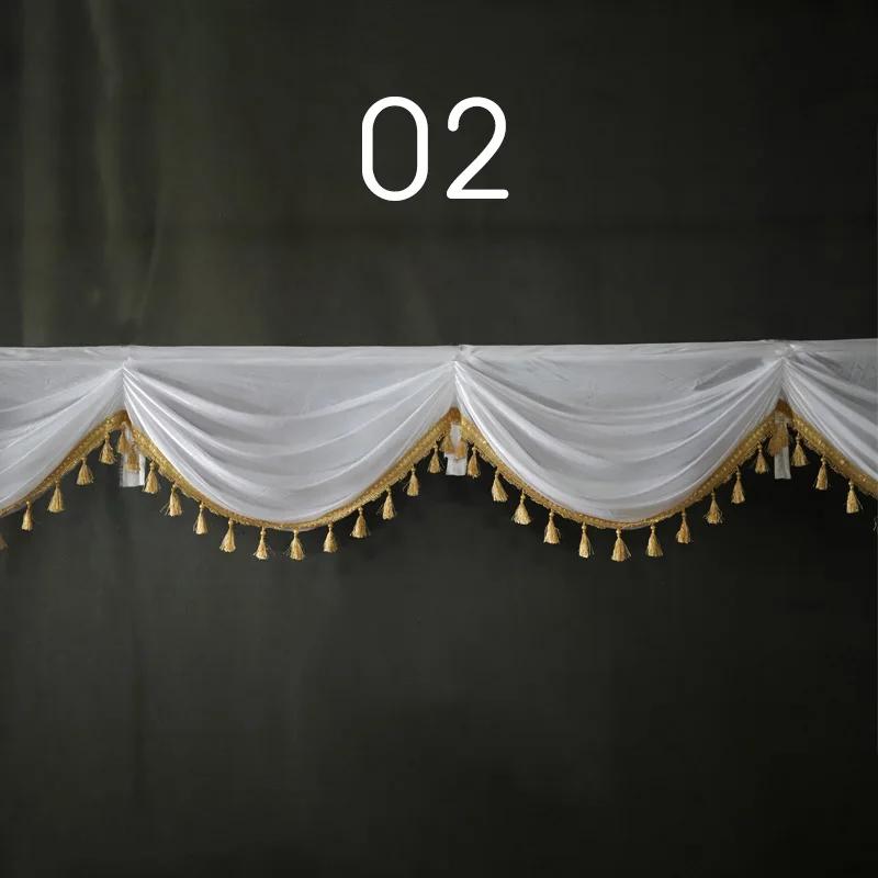 1M Detachable Curtain Ice Silk Swag for Wedding Party Stage Background Veil Home Curtain Decoration Cloth Wave Curtain Tassel