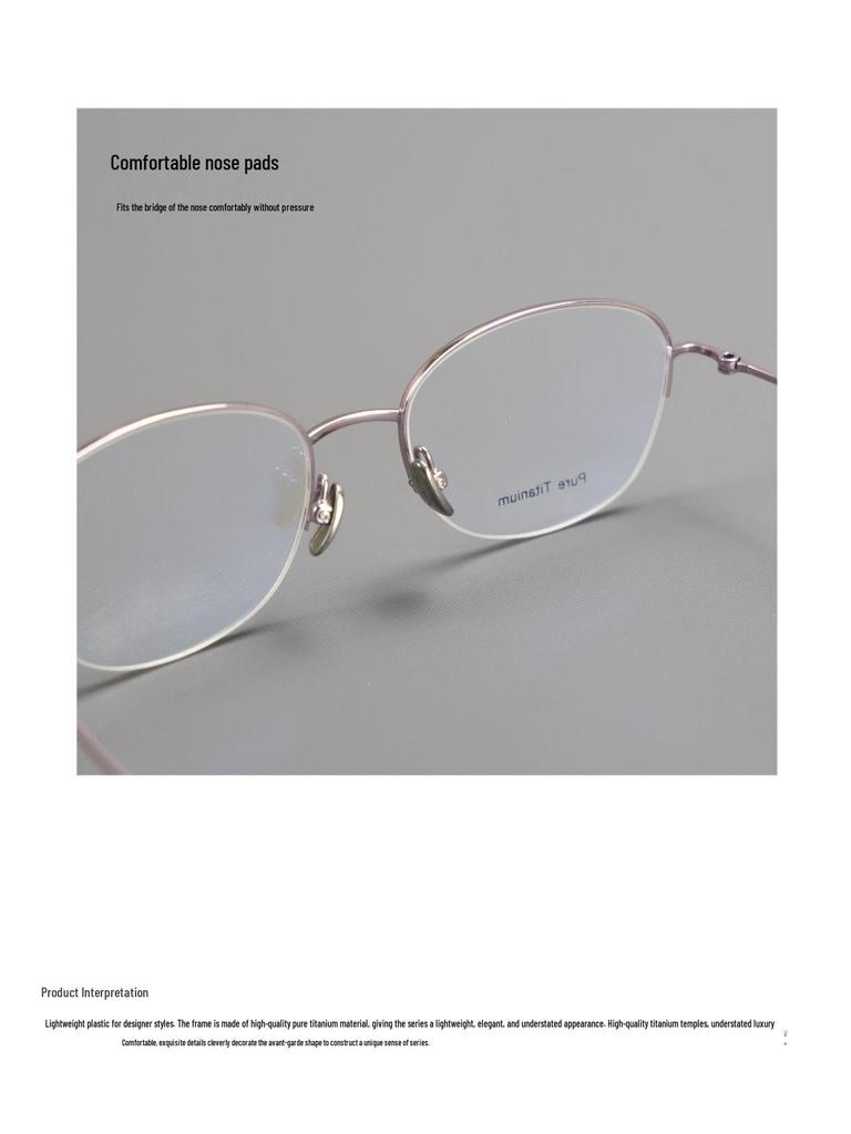 M6716S Unisex Retro Semi-Rimless Pure Titanium Eyeglass Frame - Prescription-Ready