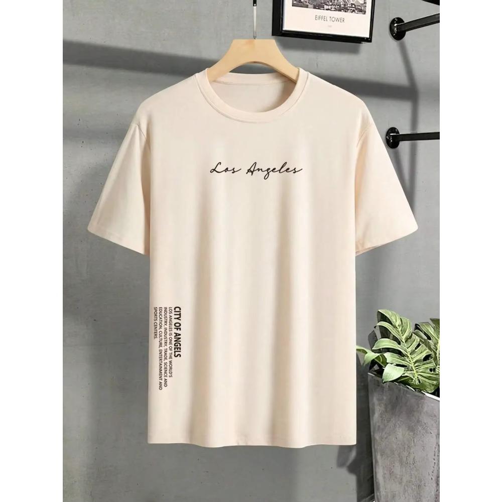Los Angeles City Of Angels Letter Graphic T-Shirts Men Breathable Tees Summer Cotton Tshirt Hip Hop Loose Oversized T-Shirt